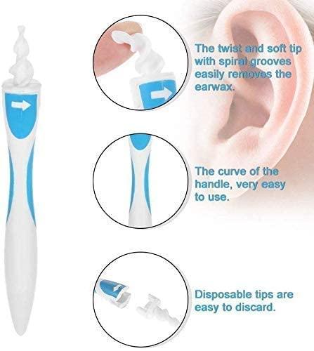 Axceli VR Ear Wax Removal Ear Cleaner Earwax Remover Spiral Soft Silicone Safe Upgraded Smart Earwax Removal Tool Swab Kit with 16 Replacement Tips for Adults and Kids