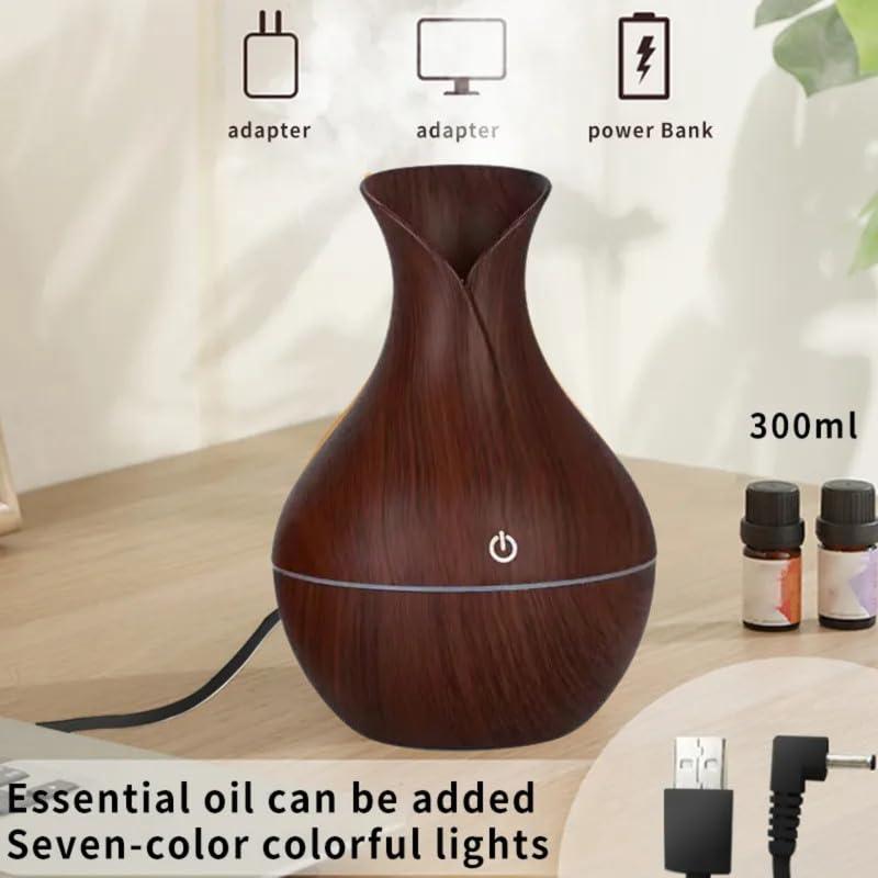 BLISSCLOUD BLISSCLOUD Pot Shape Wood Humidifier, Aroma Air Humidifier with Advanced Ultrasonic Technology | Dual Spray Modes | Stress Relief, Relaxation & Sleep Support | 6 Color Changing Lights
