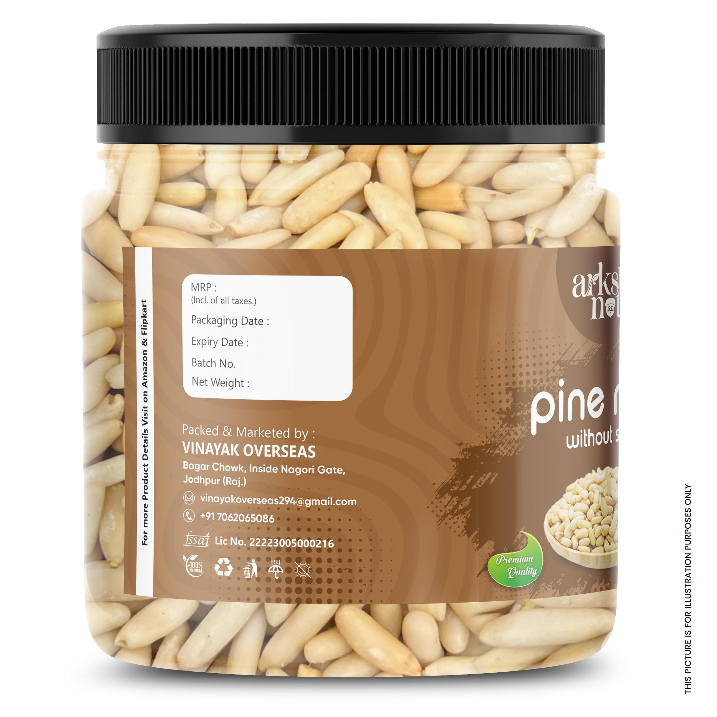 ARKS N NUTS ARKS N NUTS Chilgoza Dry Fruits Without Shell nut Jumbo Size Pine Nuts (Chilgoze/Chilgoja) | Pine Nuts without Shell | Chilgoza Giri | Chilgoja Seeds | Premium Pine Nuts Whole - 250 Gram