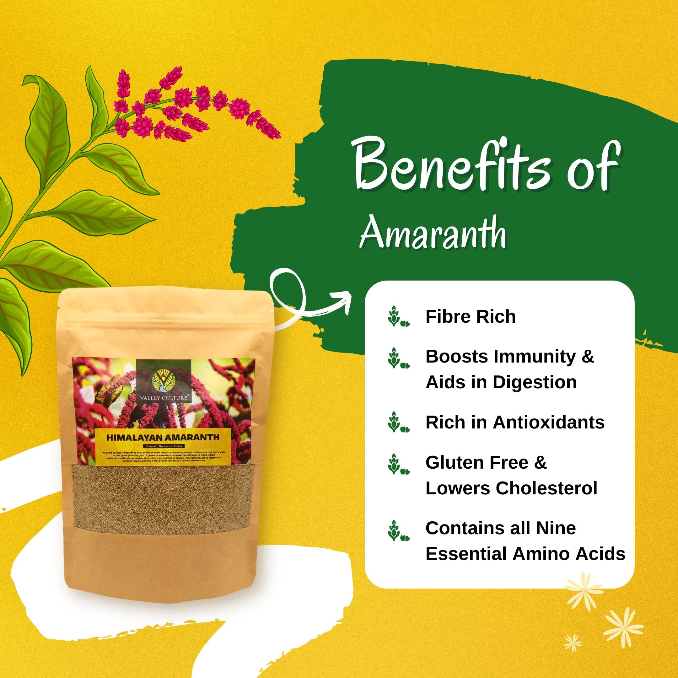 Valley Culture Valley Culture Himalayan Amaranth Chaulai Pack of 2-500 gms each, Healthy & Nutritious Rajgira Seed, Unpolished Millets Rich in Fiber & Protein, Nutritious Blend of Sprout & Gluten Free Grain