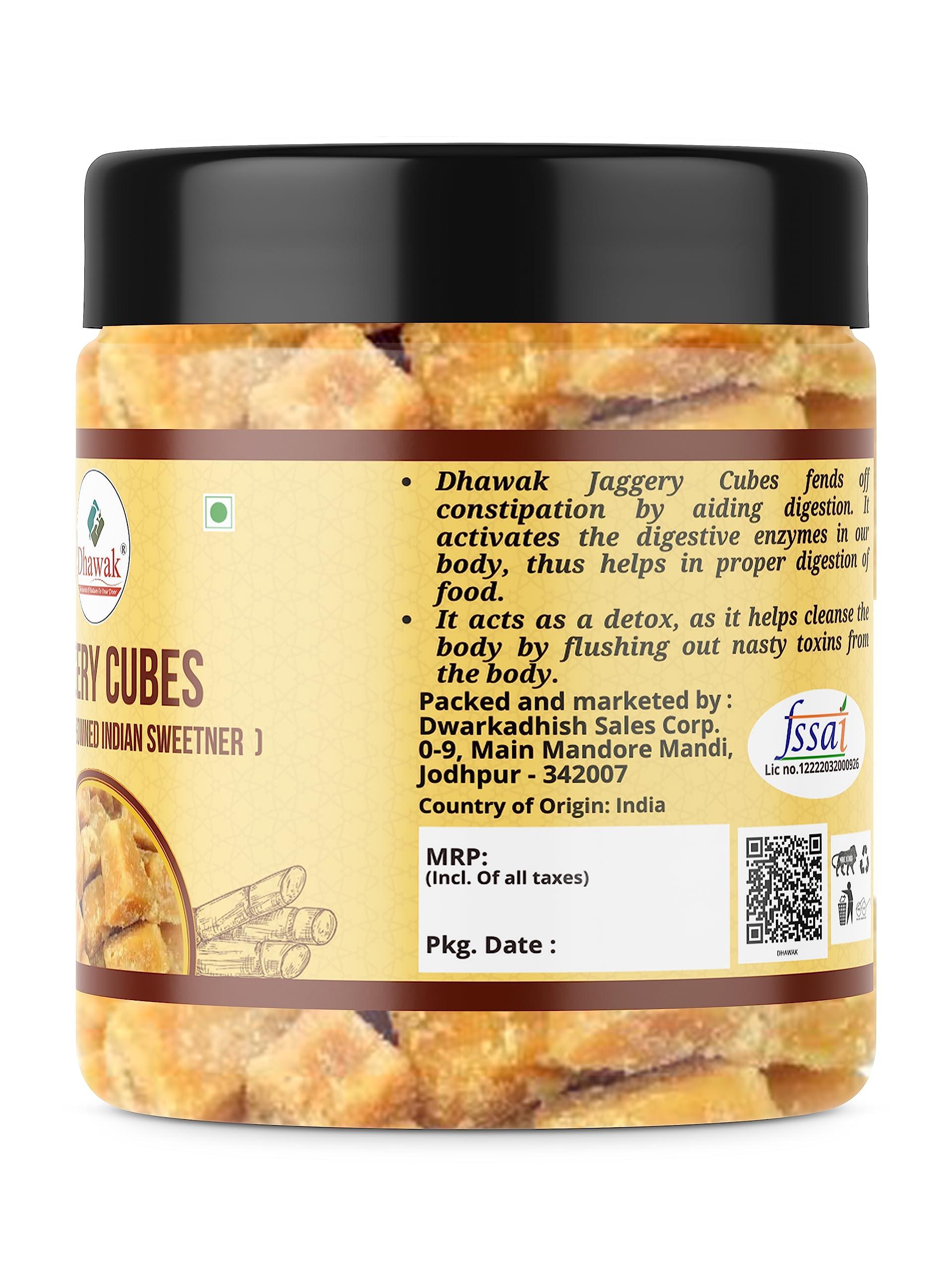 DHAWAK DHAWAK Jaggery Cubes Organic Gud Jaggery cubes 250 Grams Pure Natural, No Preservatives Added [Jar Pack]