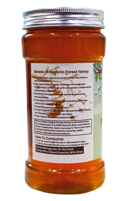 Nature\'s Spice - Pure as Nature Intended Nature\'s Spice Organic Forest Honey - 1 Kg Combo Pack of 2 x 500 Grams, Natural & Healthy Wild Honey