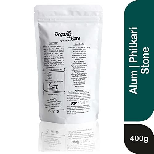 Organic and Pure Organic and Pure Alum Stone Block | Phitkari Alum Stone | Fitkari Stone for Skin Vastu Face Skin Hair Water Underarms Shave Teeth | Potassium Potash 400g