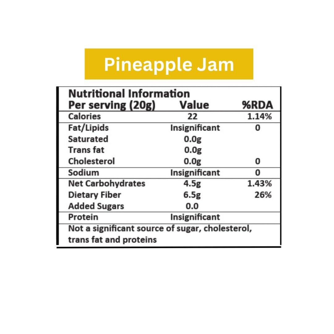 VISTEVIA Vistevia Sugar Free Pineapple Jam, Diabetic and Keto Friendly - Sweetened Naturally with Stevia, More Than 60% Pineapple Content - Tastes Delicious - Pack of 1 (220GM)