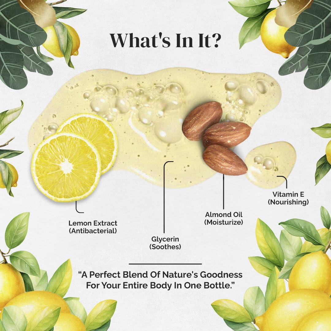 Rubz Rubz Lemon Handwash Refill Pack 5 Litre with 500ml bottle | Paraben Free Liquid Gel | Complete Protection for Soft Hands | Best for Hotel, Spa, Salon, Family, Gym | Total 5.5 Litre