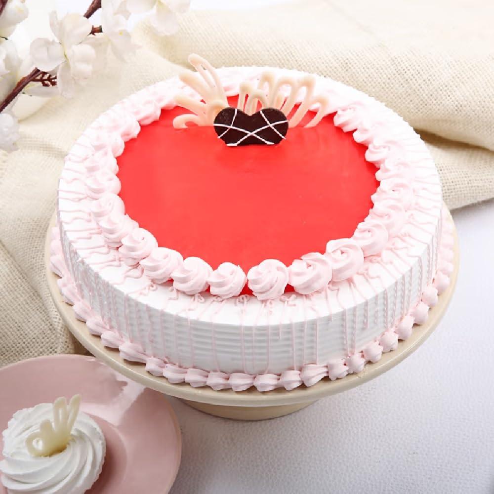 Floweraura FlowerAura Strawberry Delicious Cake Gift's For Birthday, Anniversery, Valentine's Day, Mother's Day, Party (1.0kg) (Same Day Delivery)