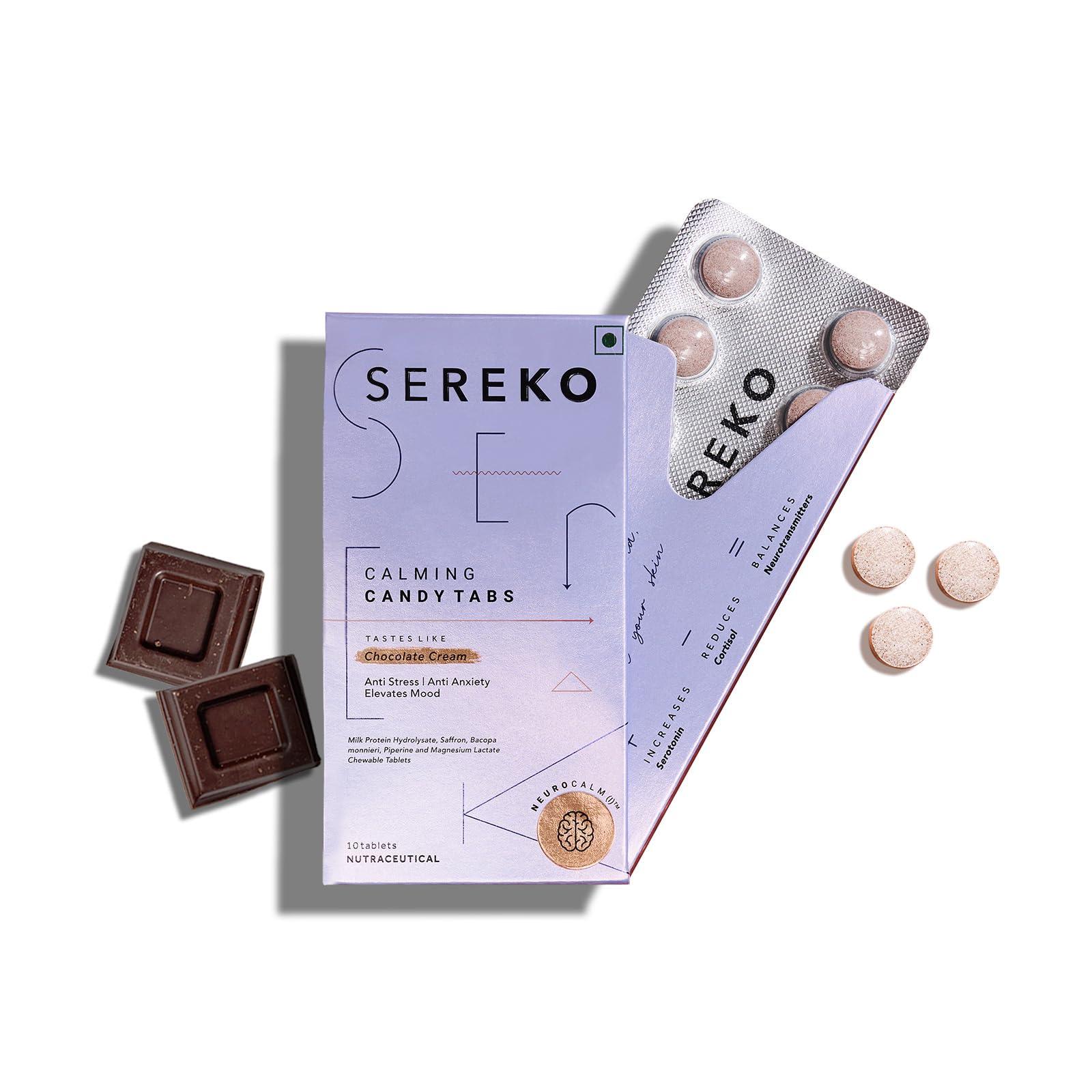 Sereko Sereko Calming Candy Tabs Supplements, Improve Quality Sleep, Reduce Stress Levels, Mood Swings & Enhance Overall Skin Health for Women & Men | Non - Addictive 10 Tablets