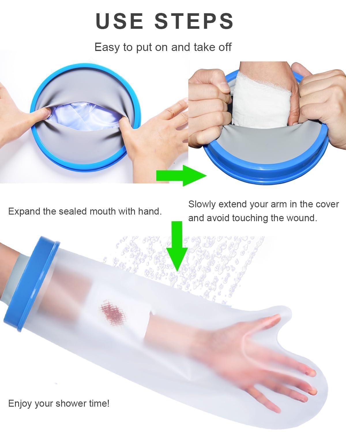 EGNORE EGNORE waterproof Hand Cast Cover for Shower Bath, Adult Watertight Wrist Wound Protector Resuable Bandage Sleeve Bags for Broken Hand, Wrist, Fingers, Surgery, Burns (1-PCS)