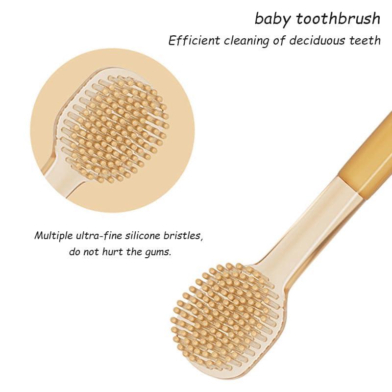 BYKOINE BYKOINE 3 In1 Baby Silicone Toothbrush Set,Baby Toothbrush and Baby Tongue Cleaner for Toddler Oral Care, Soft Silicone Toothbrush (Pack Of 01)