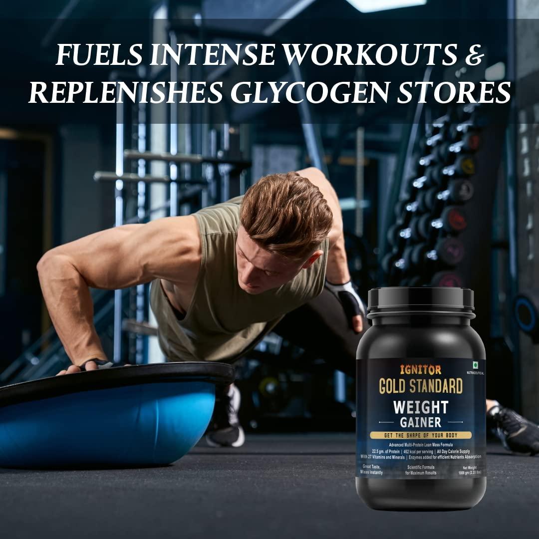 IGNITOR IGNITOR WEIGHT GAINER Protein Powder | Enriched with Vitamins & Minerals | High Protein | High Calorie | Weight Gainer | 1 kg (Chocolate flavor)