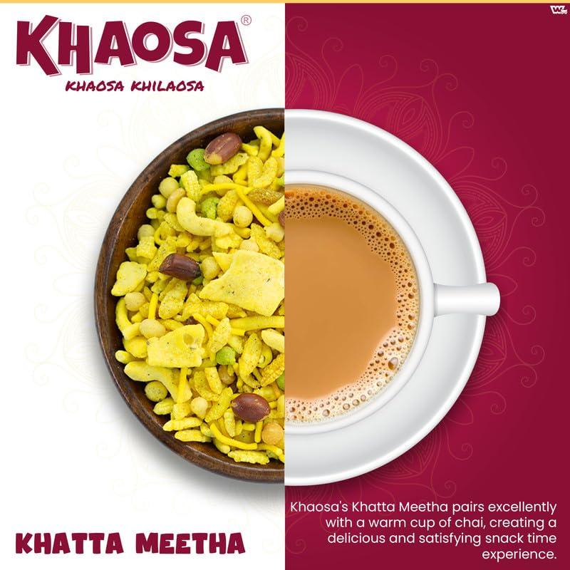 KHAOSA Khaosa Khatta Meetha | 1.6Kg | Sweet And Sour Snack Mixture | Tangy Khatta Meetha Namkeen with Crunch | Authentic Indian Blend | Gluten-Free & Vegan | Irresistible Flavour Khatta Meetha Combination