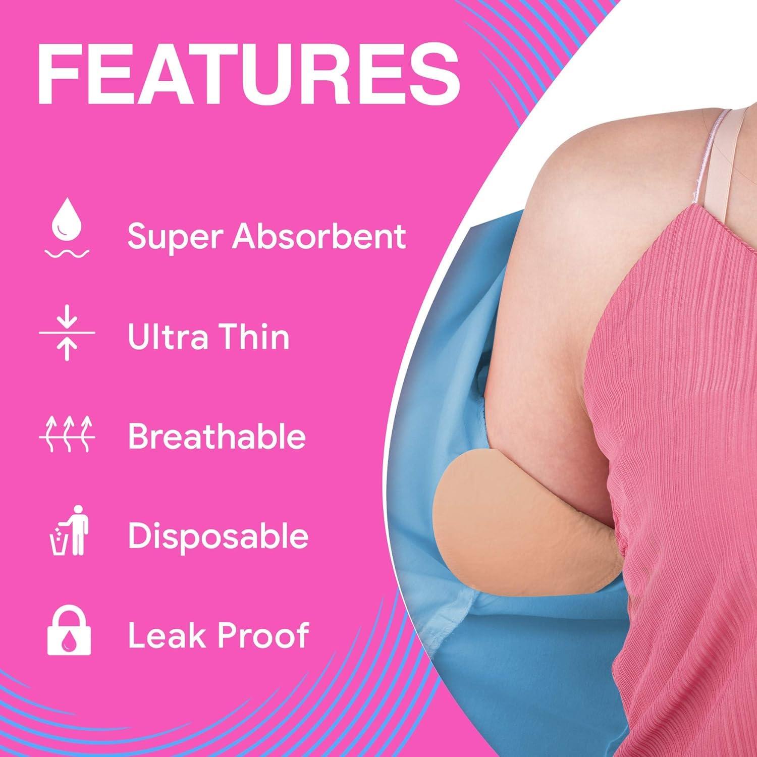 Calitate24 Underarm Sweat Pads, Armpit Sweat Pads for Women and Men Premium Sweat Shield Fight Hyperhidrosis, Disposable Underarm Pads for Sweating Women, Comfortable Unflavoured, Non Visible, 4 Pieces
