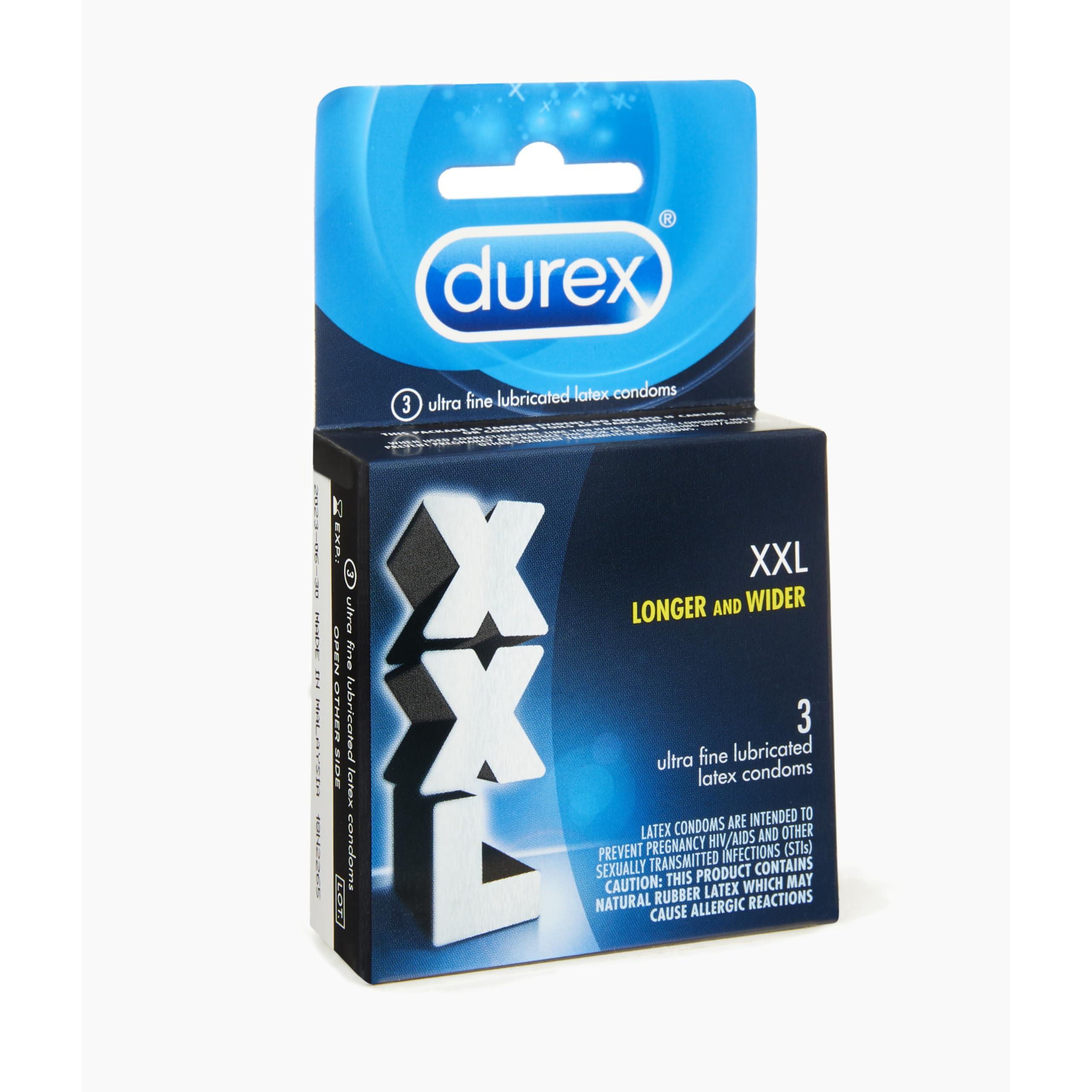 Durex Durex XXL Lubricated Extra Large Premium Condoms, 3 Count