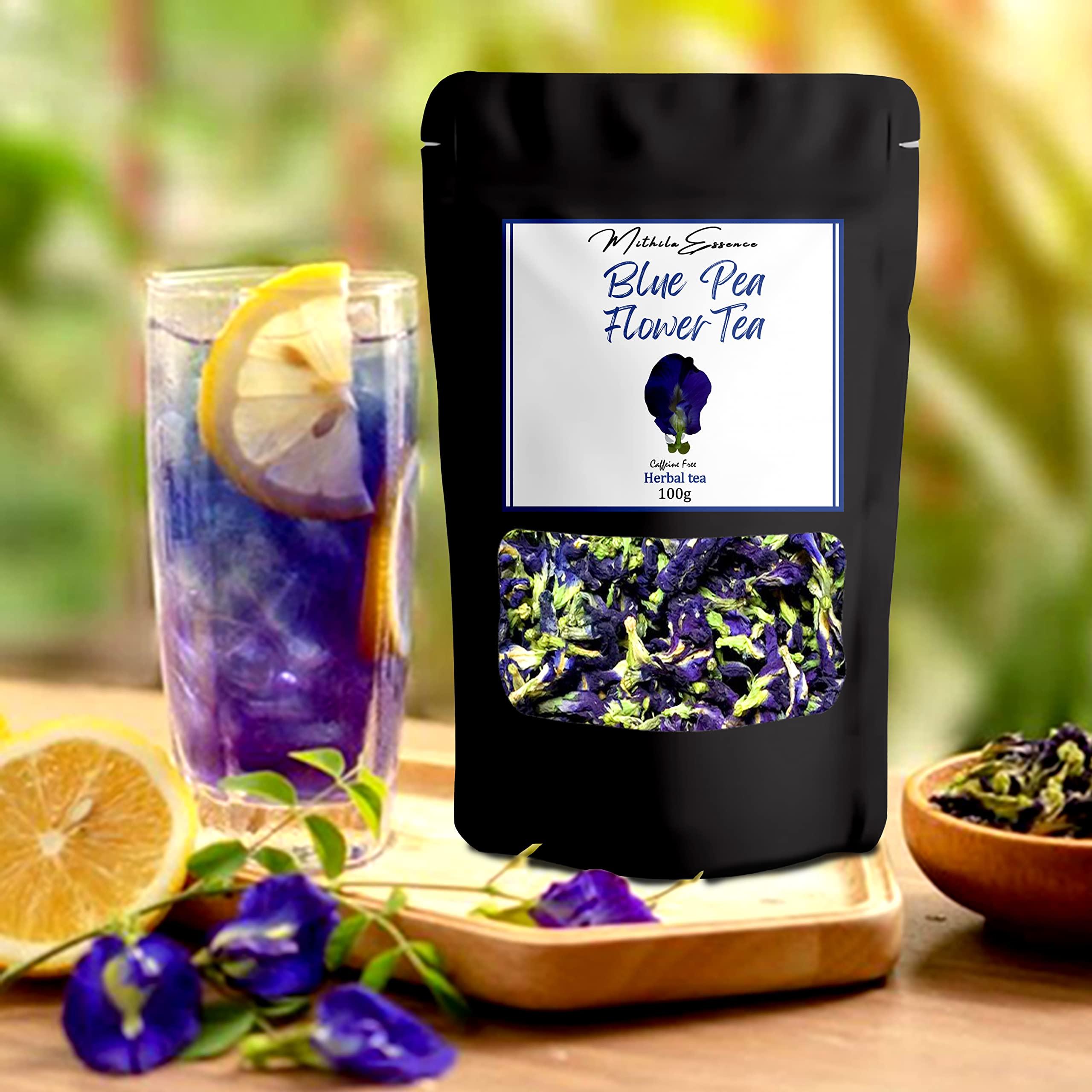MITHILA ESSENCE MITHILA ESSENCE TEA - Exotic Butterfly Pea Flower Tea | High on Anti-oxidants| Caffeine Free Herbal Tea | Dried Butterfly Pea Flower | Tisane Tea100 gm (Pack of 1)