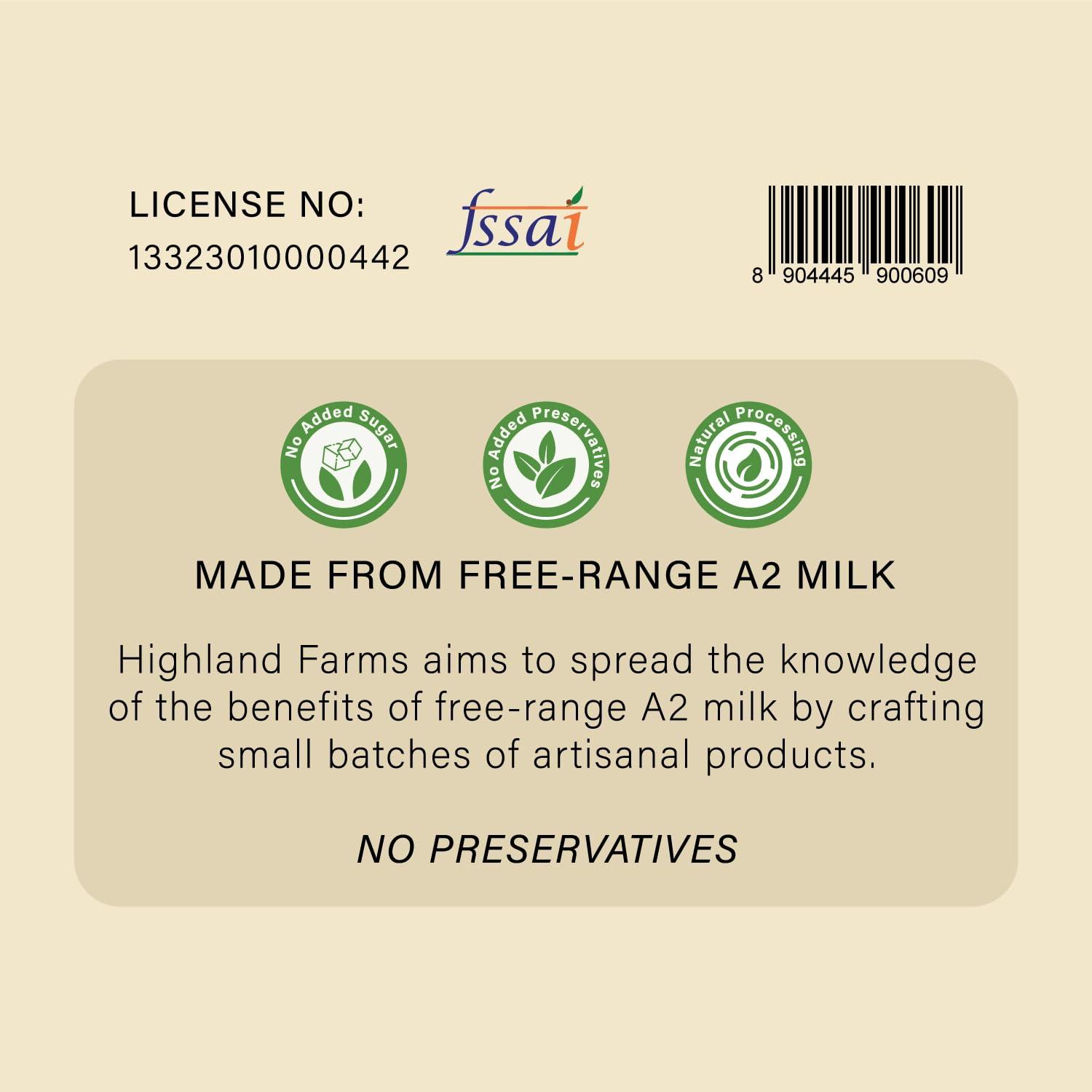 Courtyard farms private limited Highland Farms A2 Cow Milk Yellow Salted Butter |Traditional Method of Butter Making | Free Range Cow Milk | No Preservatives | 200gm