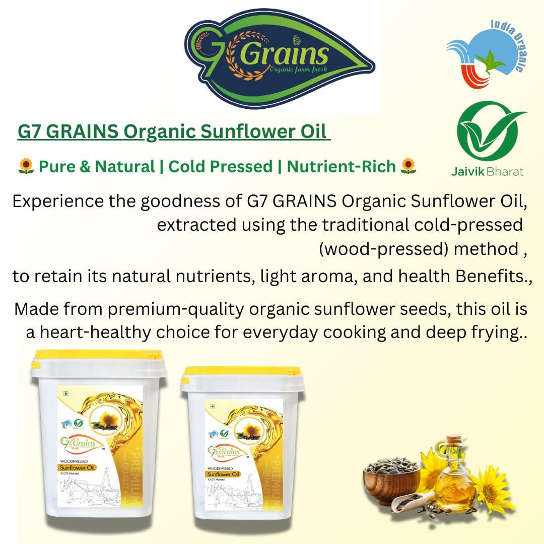 G7 GRAINS G7 GRAINS Organic sunflower oil (5 liter) cold pressed/wood pressed oil | surajmukhi/sunflower kachi ghani oil by G7 GRAINS