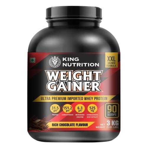 AXIR LIFE SCIENCE KING NUTRITION WEIGHT GAINER WITH ENZYME AND ASHWAGANDHA EXTRACT (RICH CHOCOLATE FLAVOUR, 3)