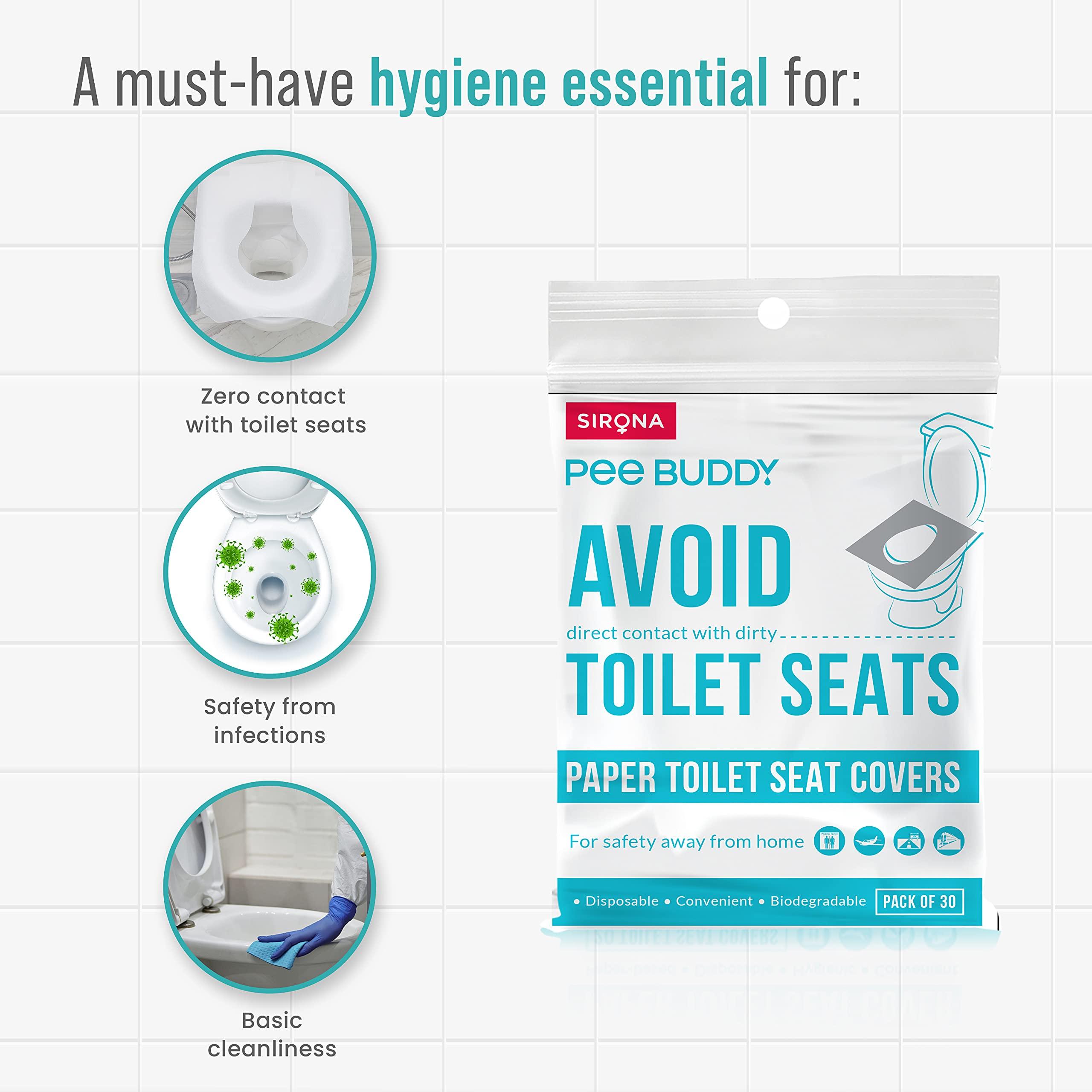 PEE BUDDY PEE BUDDY Disposable Toilet Seat Covers - 30 Sheets | No Direct Contact with Unhygienic Seats| Easy To Dispose| Nature Friendly| Must Have For Women and Men