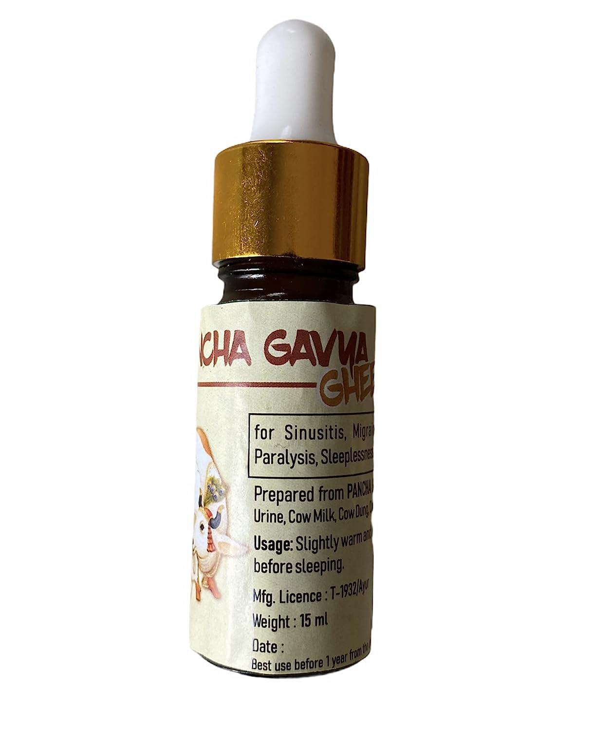 Mediherbz Mediherbz Panchagavya Ghrita Nasal Drop Pure Indian Breed Desi Cow 100% Pure Organic and Natural |Ayurvedic Nasal Drops | Reduces Snoring | Hair fall | Sinus congestion 15 ml (15ml*8)