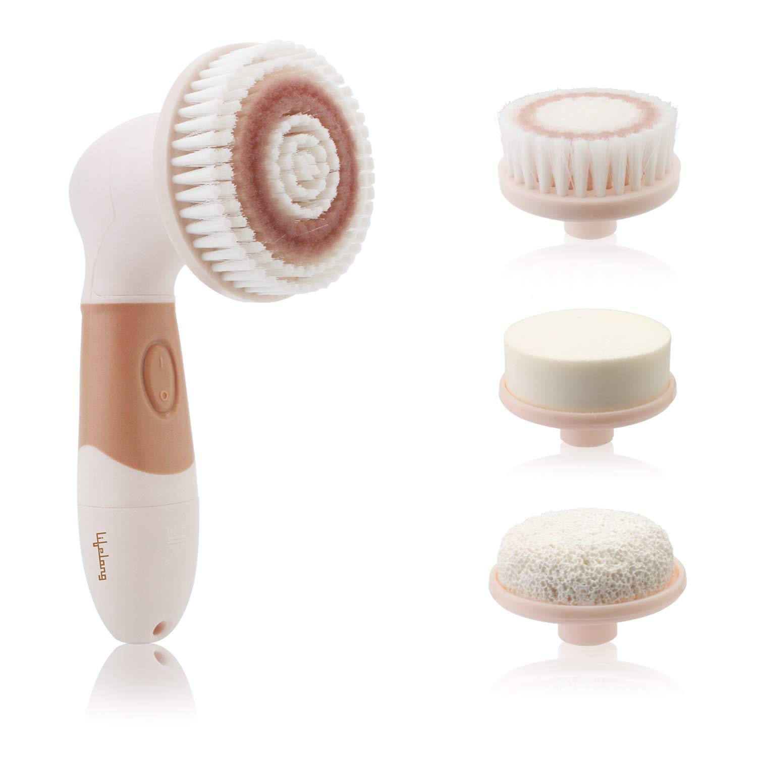 Lifelong Lifelong LLM126 Electric Portable Face Cleanser and Massager Brush with 4 Brush Heads & LLM27 Electric Handheld Full Body Massager (Brown)