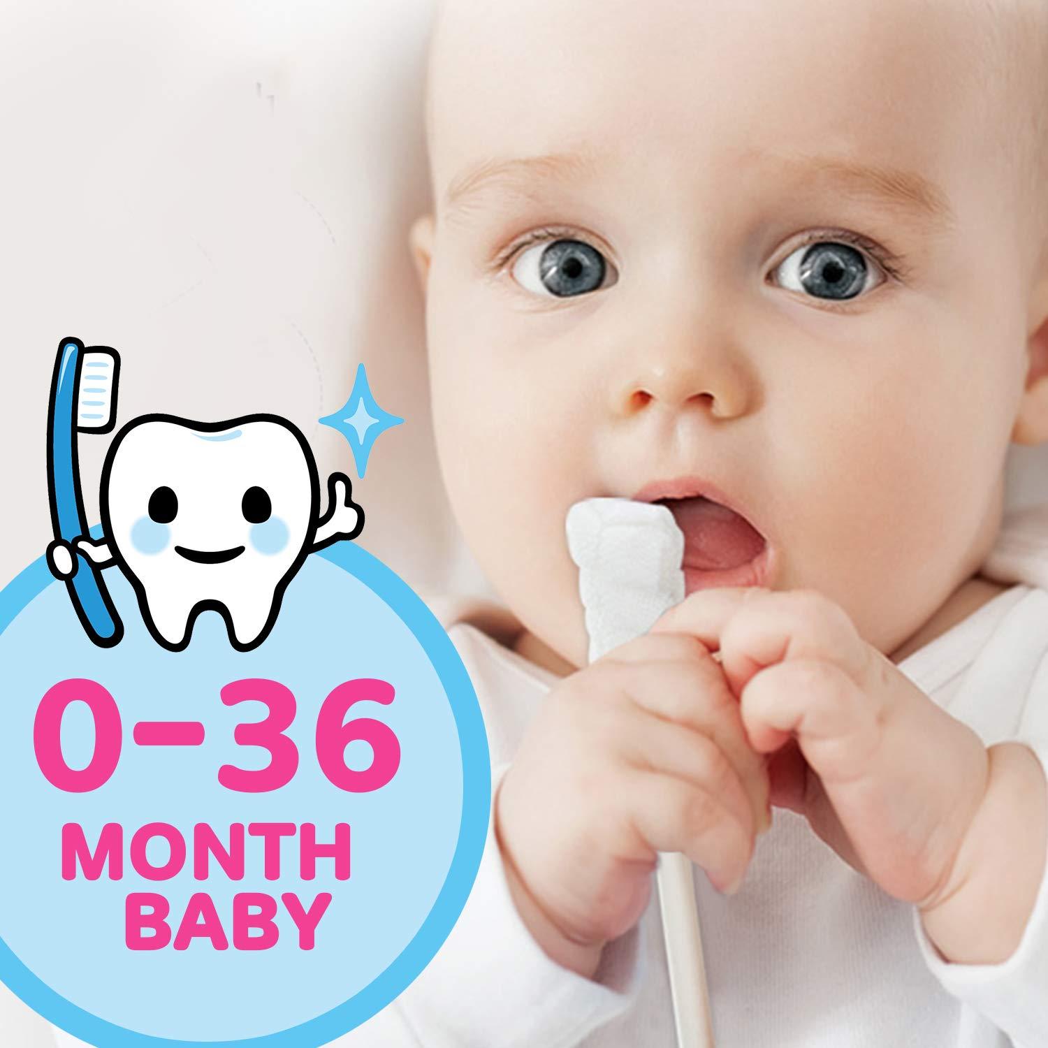 EASICUTI Baby Toothbrush, Baby Tongue Cleaner, 40Pcs Disposable Infant Toothbrush Clean Baby Mouth, Gauze Toothbrush Infant Oral Cleaning Stick Dental Care for 0-36 Month Baby + Free 1Pcs Finger Toothbrush