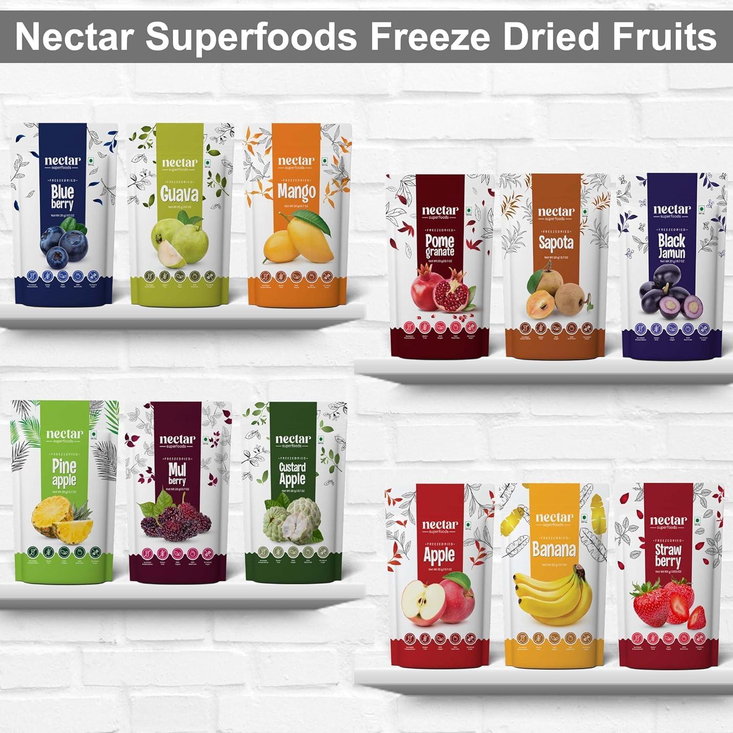 Nectar Superfoods Nectar Superfoods Freeze Dried Papaya | No Preservatives, No Added Sugar, Healthy Dried Fruit | 100% Natural, Vegan, Gluten Free Snack for Kids and Adults | 20 gram Pouch (Pack of 2)
