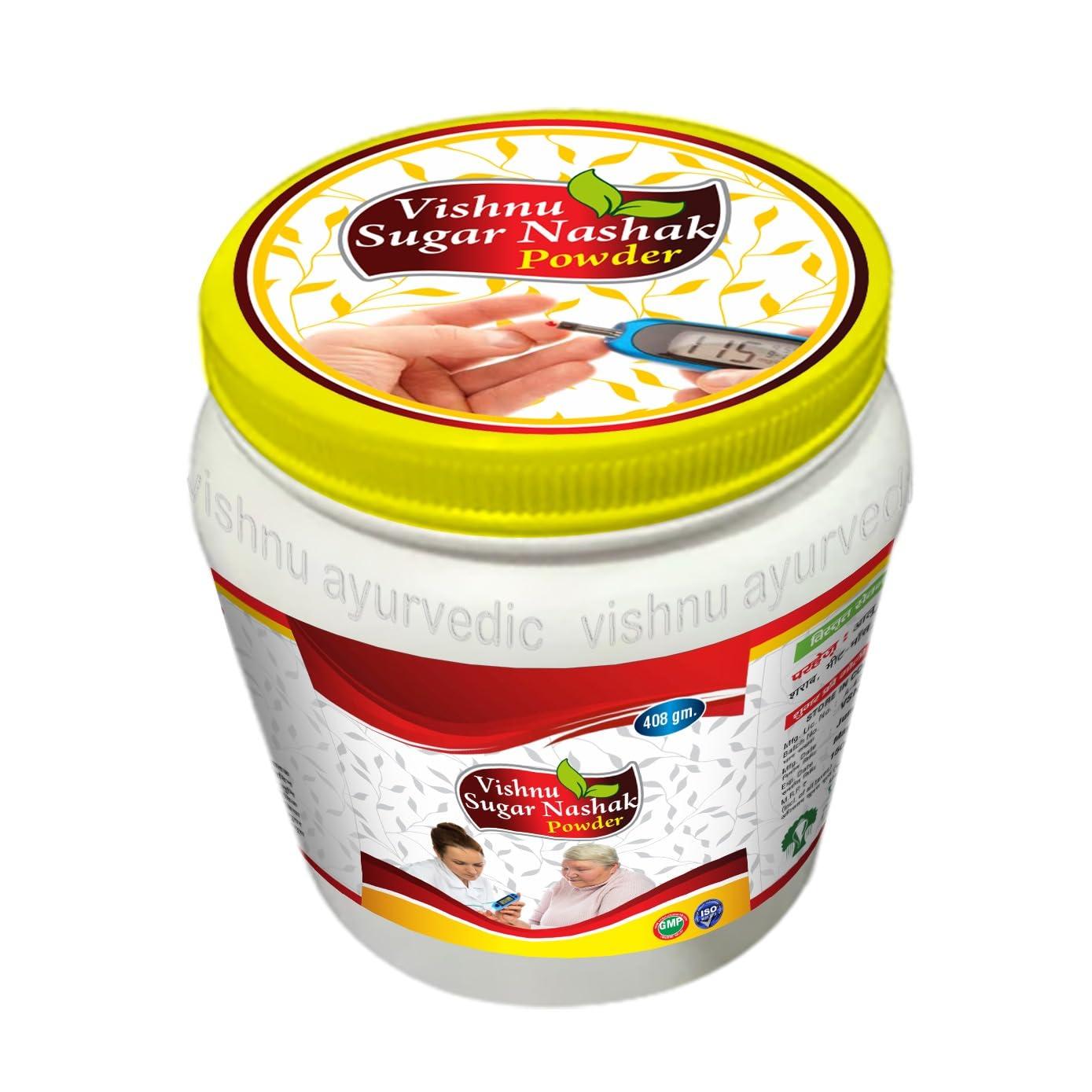 VISHNU SUGAR NASHAK VISHNU SUGAR NASHAK Powder Diabetes Care |Helps Manage Blood Sugar |Diabetes | Ayurvedic Blend for Balanced Blood Sugar Management Natural | Glucose Level (408 Gm) Pack of 2