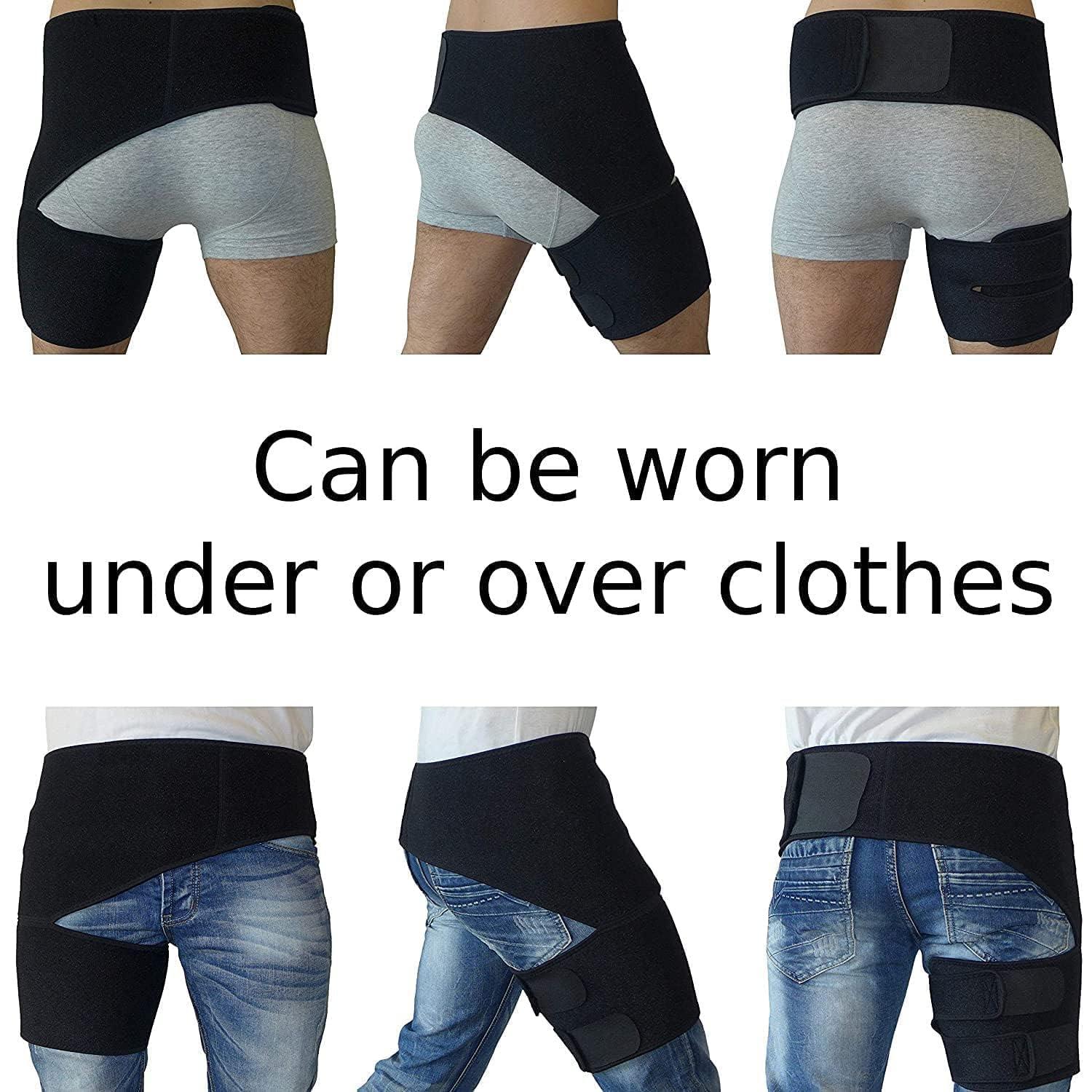 WITSOUL WITSOUL Hip Thigh Support Groin Support Brace Compression Thigh Strap Wrap for Recovery Sports Pain Relief (SMALL)