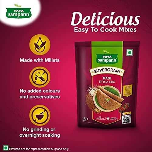 Tata Tata Sampann Supergrain Ragi Dosa Mix, Instant Ready to Cook Mix, 180g