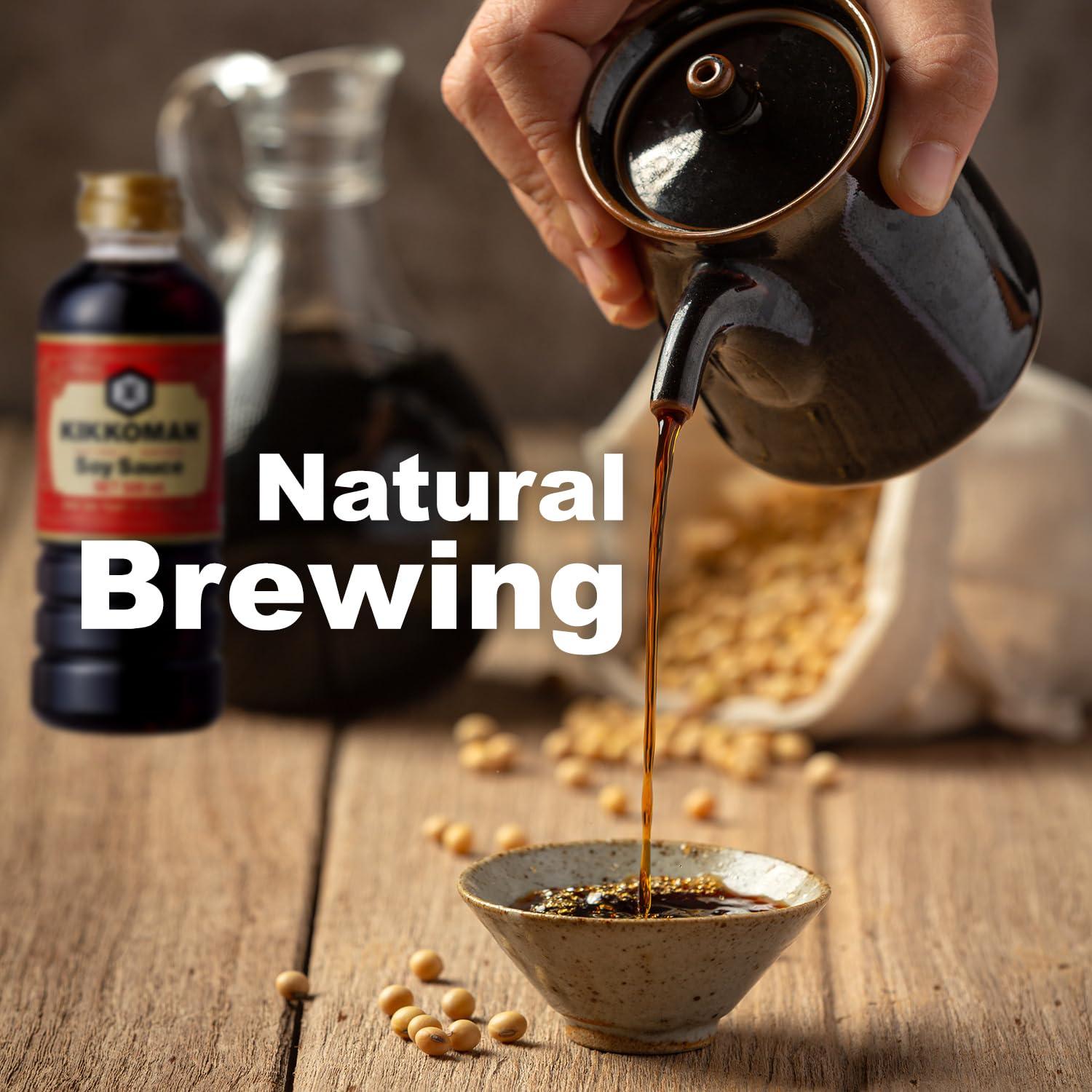 Kikkoman Kikkoman Naturally Brewed Soy Sauce - 500ml | Made in Japan, All Purpose Seasoning - 4 ingredients- Soy Beans, Salt, Water, Wheat | Vegetarian, No Added Colour or Preservatives