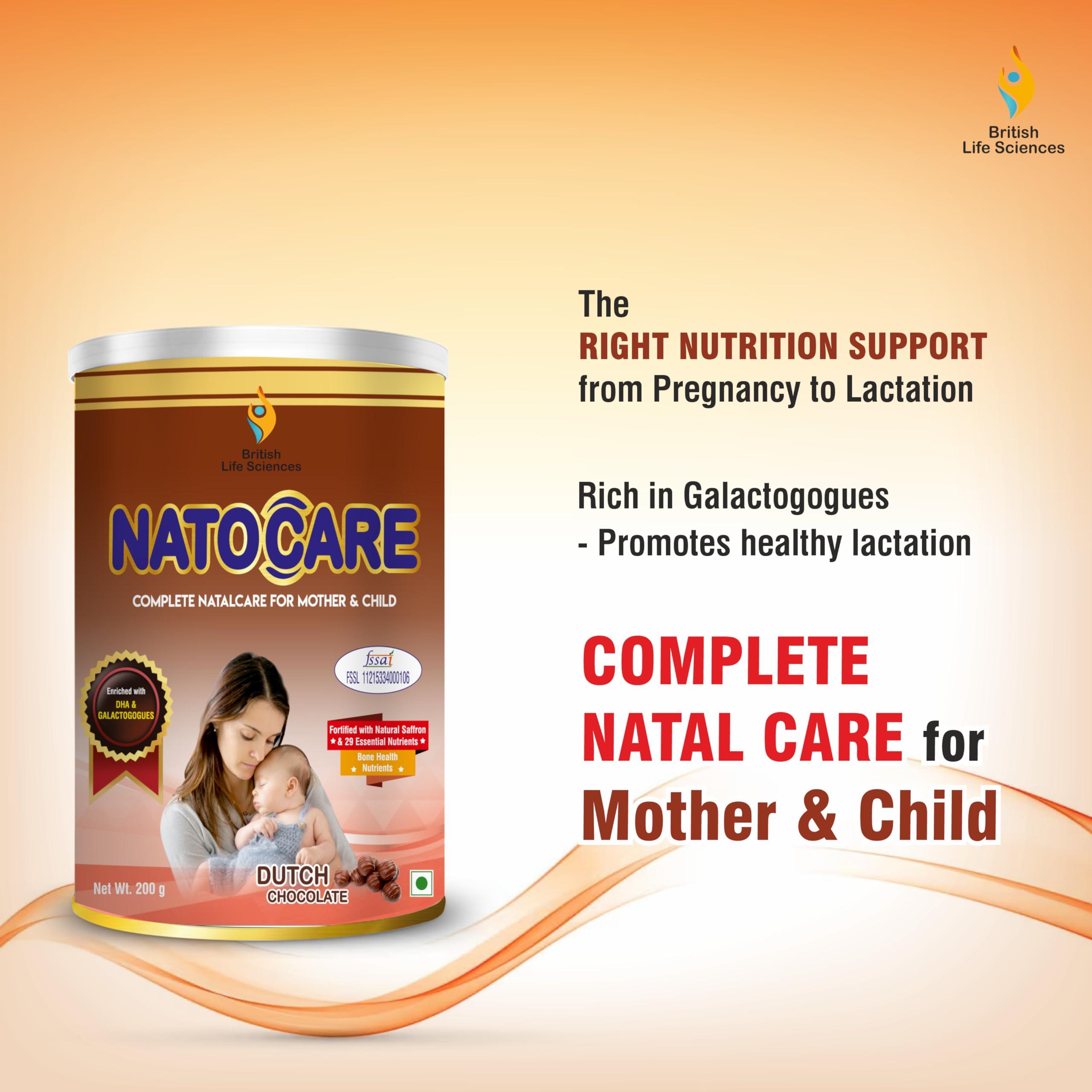 BRITISH LIFE SCIENCES PVT LTD ; Nutrition For A He BRITISH LIFE SCIENCES PVT LTD ; Nutrition for A Healthy Beginning Natocare-Lactation Supplement Powder for Breastfeeding Mother-Shatavari&Fenugreek Extract To Increase MilkSupply,200G(Dutch Chocolate)