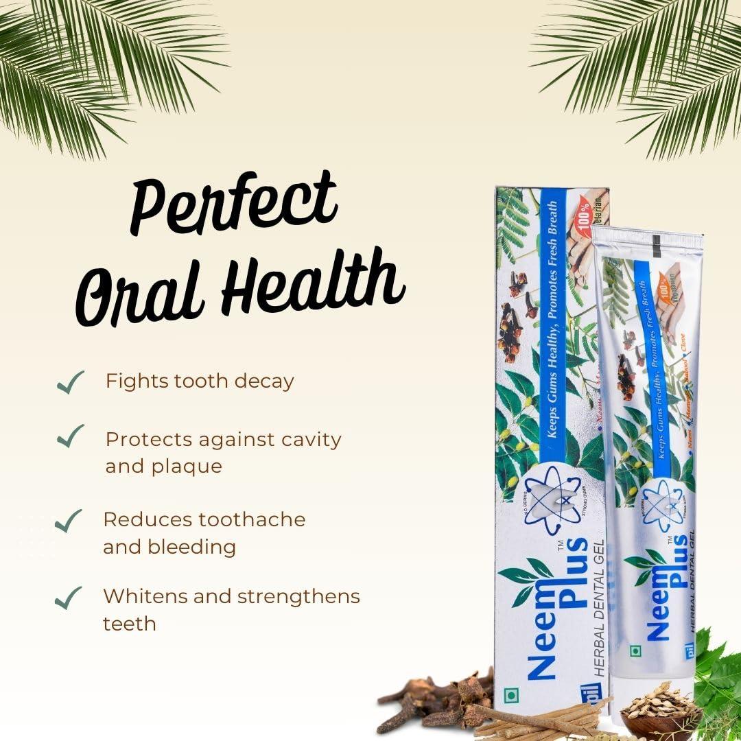 pil Pil Neem Plus Herbal Dental Gel | Neem toothpaste with Clove, Meswak & Babool | Promotes Fresh Breath & Keep Gum's Healthy (400g, Pack of 4)