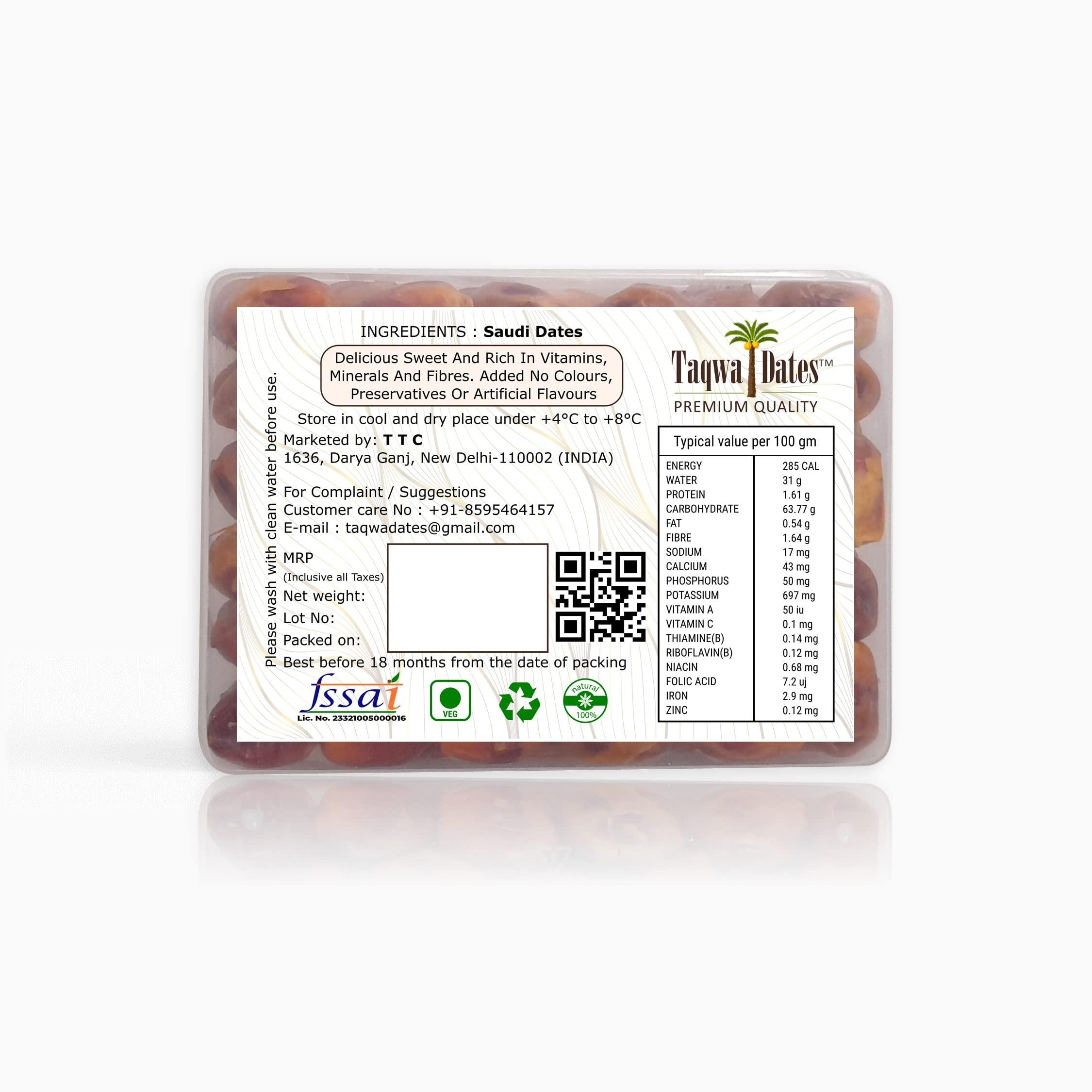 Taqwadates-Premium Quality Taqwa Dates Sukkari Zahedi Seedless Dates (3*250gm)