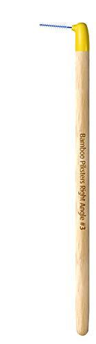 Piksters Bamboo Piksters Interdental Brushes | Sizes 00-5 | Right Angle Handle | 6 Pack (6 Pack, Size 3 Yellow)