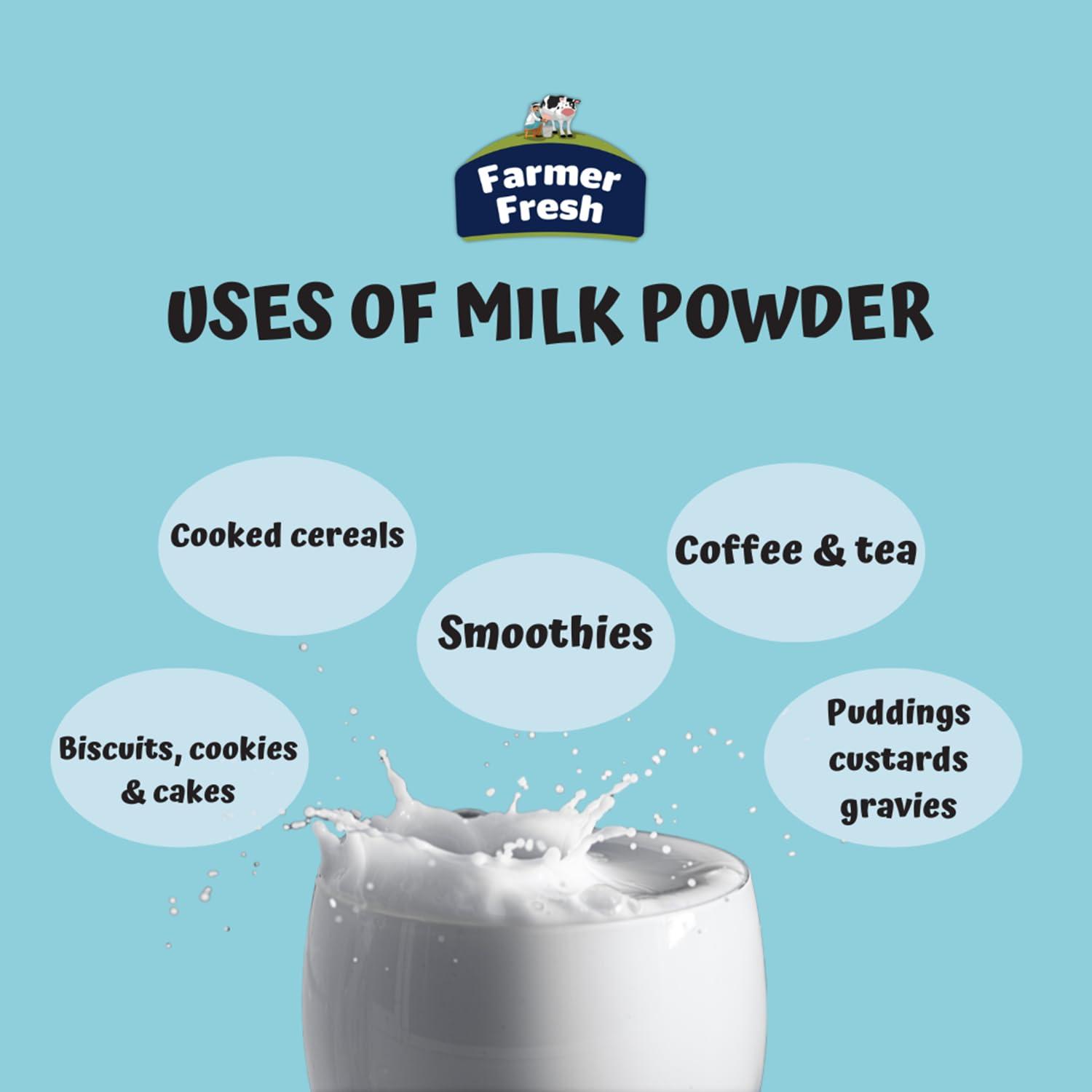 Farmer Fresh Farmer Fresh All-Natural Skimmed Milk Powder, 500g Pack of 2 - Perfect for Tea, Coffee & Everyday Use, 100% Pure Non-Fat Dry Milk