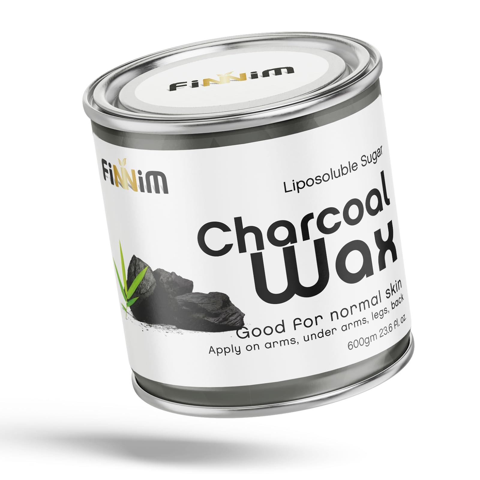 Finnim Finnim Pure Charcoal Wax | For Arms, Under arms, Legs, Back, Thigh, Stomach | At Home Quick And Easy Hair Removal | 600 Gm