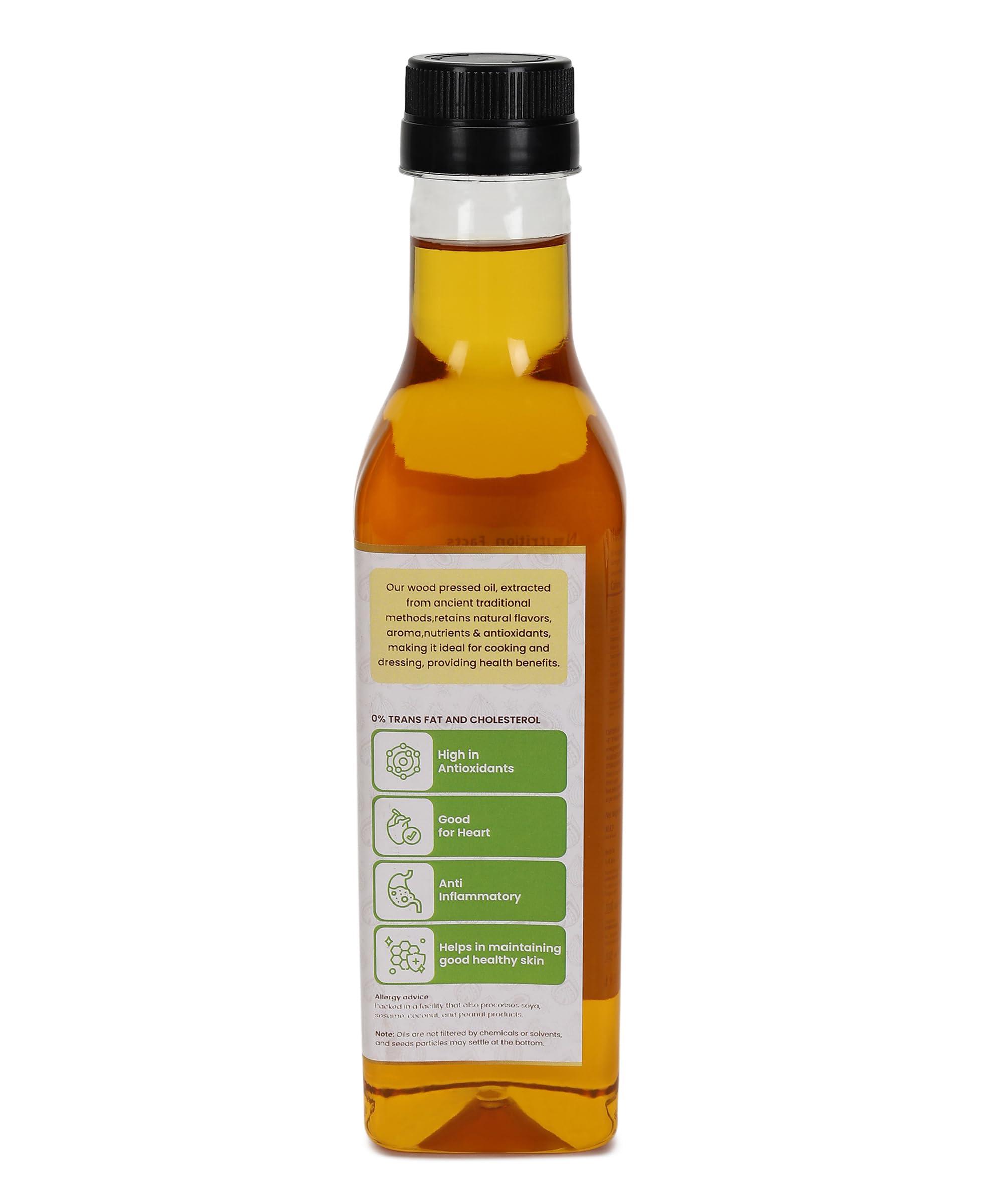 Graymn Wood Cold pressed Sesame Gingely Oil Naturally Cholesterol Free, Sesame Oil with Rich Aroma Flavour of Real Sesame Seeds, Can Be Used in Daily Cooking, Multipurpose Usage