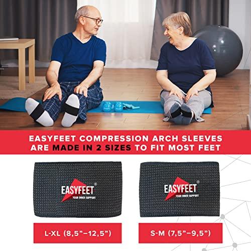 EASYFEET {New 2022} Arch Support Bands 2pcs Pack - Unisex Orthotic Health Compression for Foot Care Heel Spurs Foot Pain Relief Flat & Fallen Arches High Arch Flat Feet - Braces/Sleeves in 2 Sizes