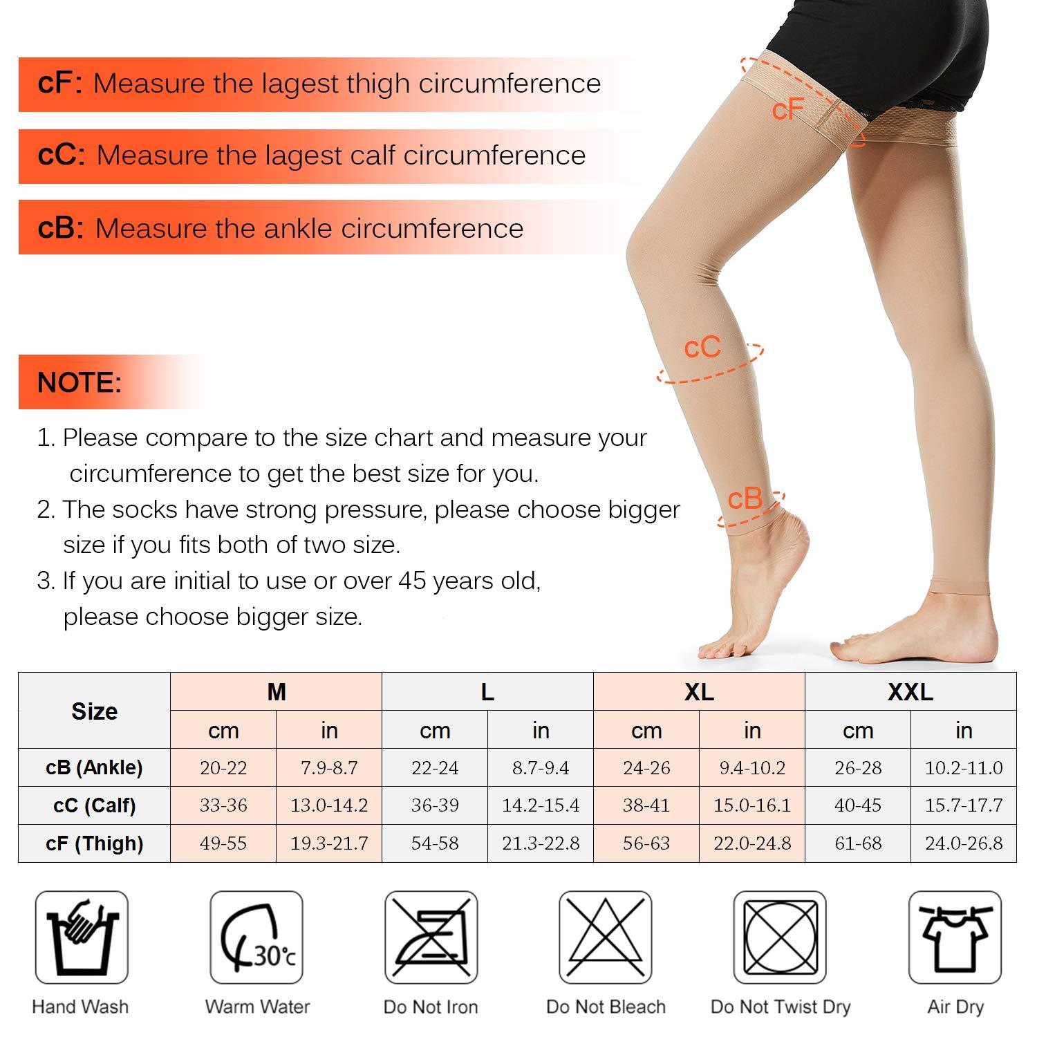 DOGOU DOGOU 1 Pair Thigh High Socks Men Women 20-30mmHg Stockings Sleeves for Varicose Vein Swelling