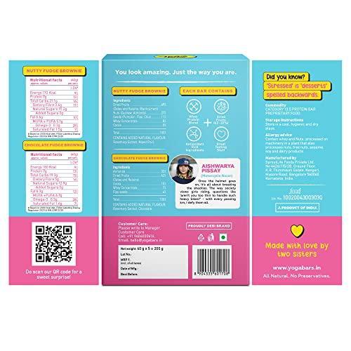 Yogabar Yogabar Dessert Protein Bar - No Added Sugar Snacks | Guilt Free Chocolate Fudge Brownie & Nutty Fudge Brownie | Healthy Snacks with Premium Protein derived from Almonds & Pure Whey | Protein Snacks