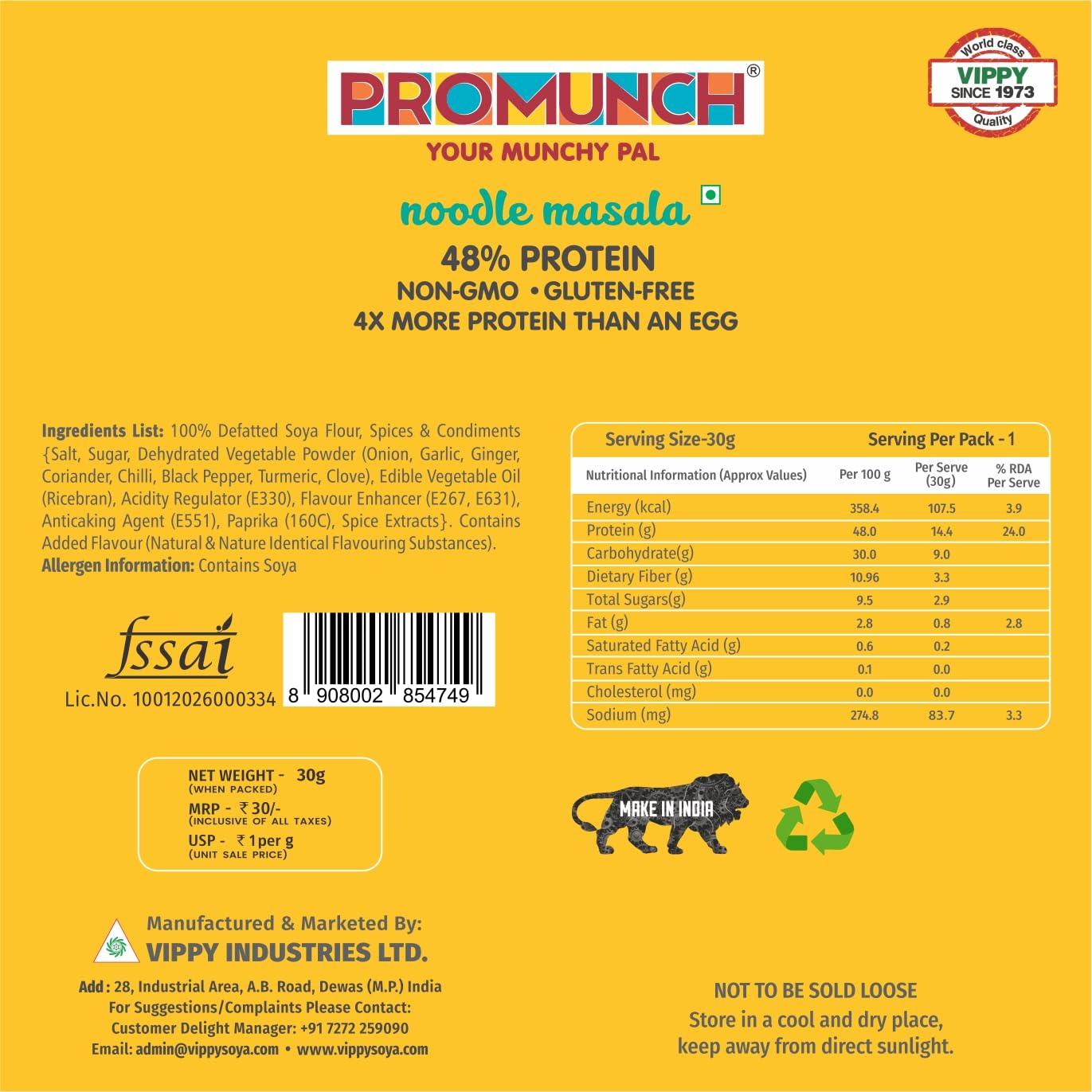 PROMUNCH PROMUNCH Roasted Soya Snack | High-Protein | Healthy | Gluten-Free (Tangy Pudina-3,Peri Peri-3,Noodle Masala-3) 30 gm Each