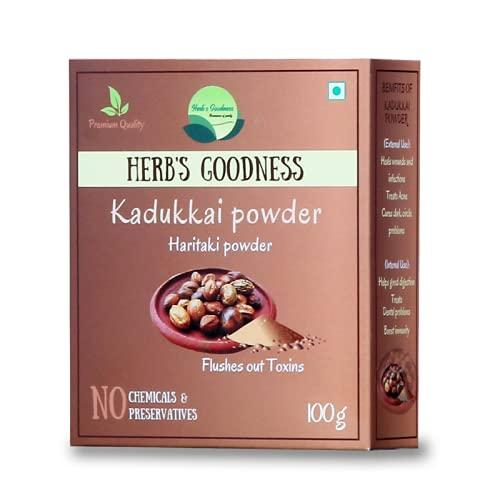 Herb's Goodness Herbs Goodness Organic & Pure Edible Kadukkai (Haritaki Powder) Seedless  Inknut Powder| Harde Powder | 100 g