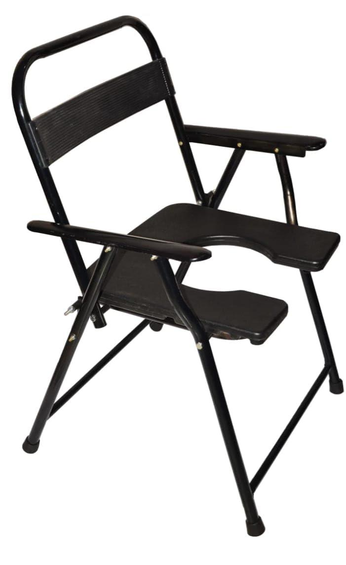 NavaFresh Basics ANM Folding Commode Chair, Raised Toilet Seat Riser, Safety Rails Portable Commode For adults & elderly, (BLACK COLOUR)