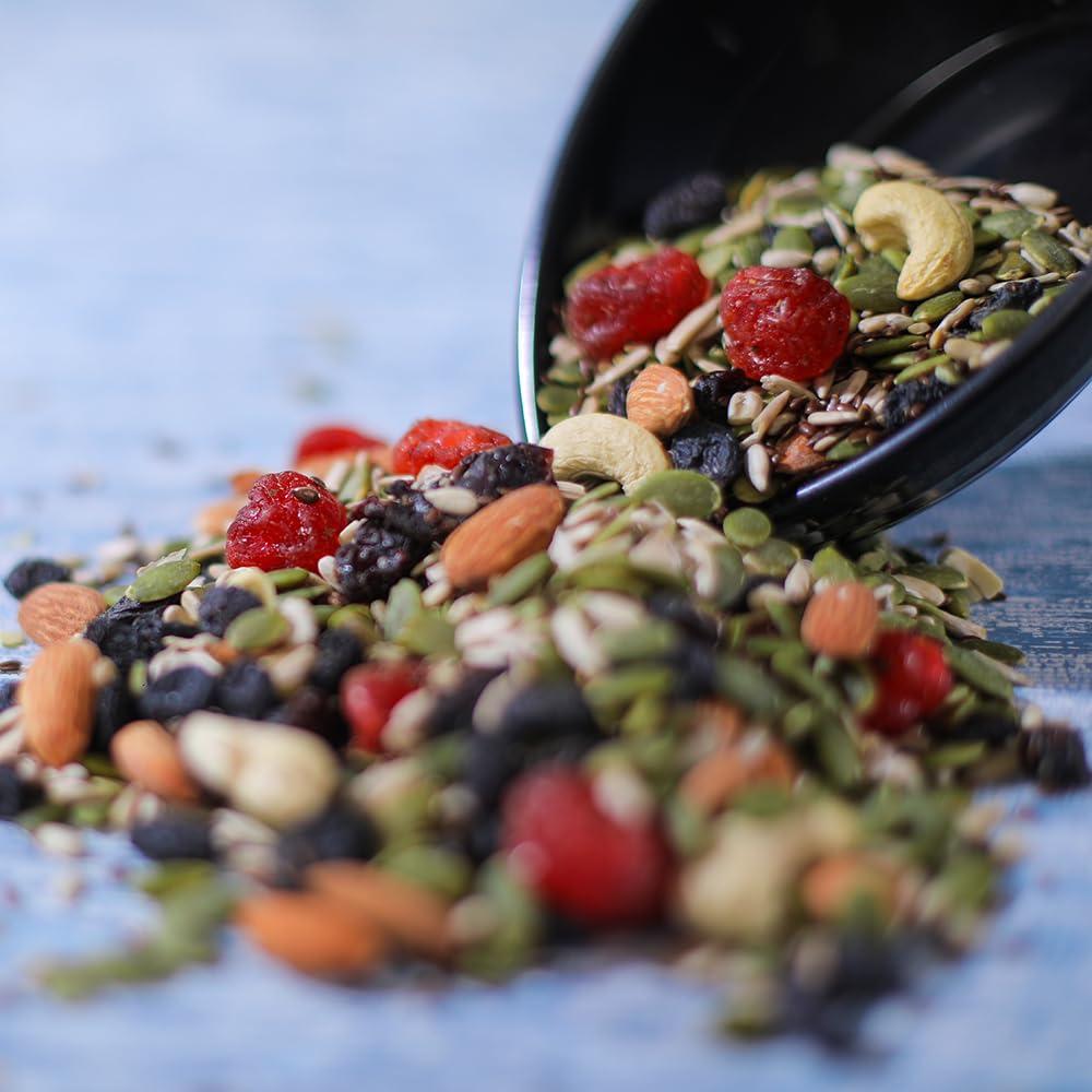 NUTMART NUTMART Premium Trail Mix || Energy Mix || Immunity Booster || Breakfast Mixture || Almonds,Cashews,Pumpkin Seeds,Sunflower Seeds,Flax Seeds,Cranberries,RED Berry || 1 KG