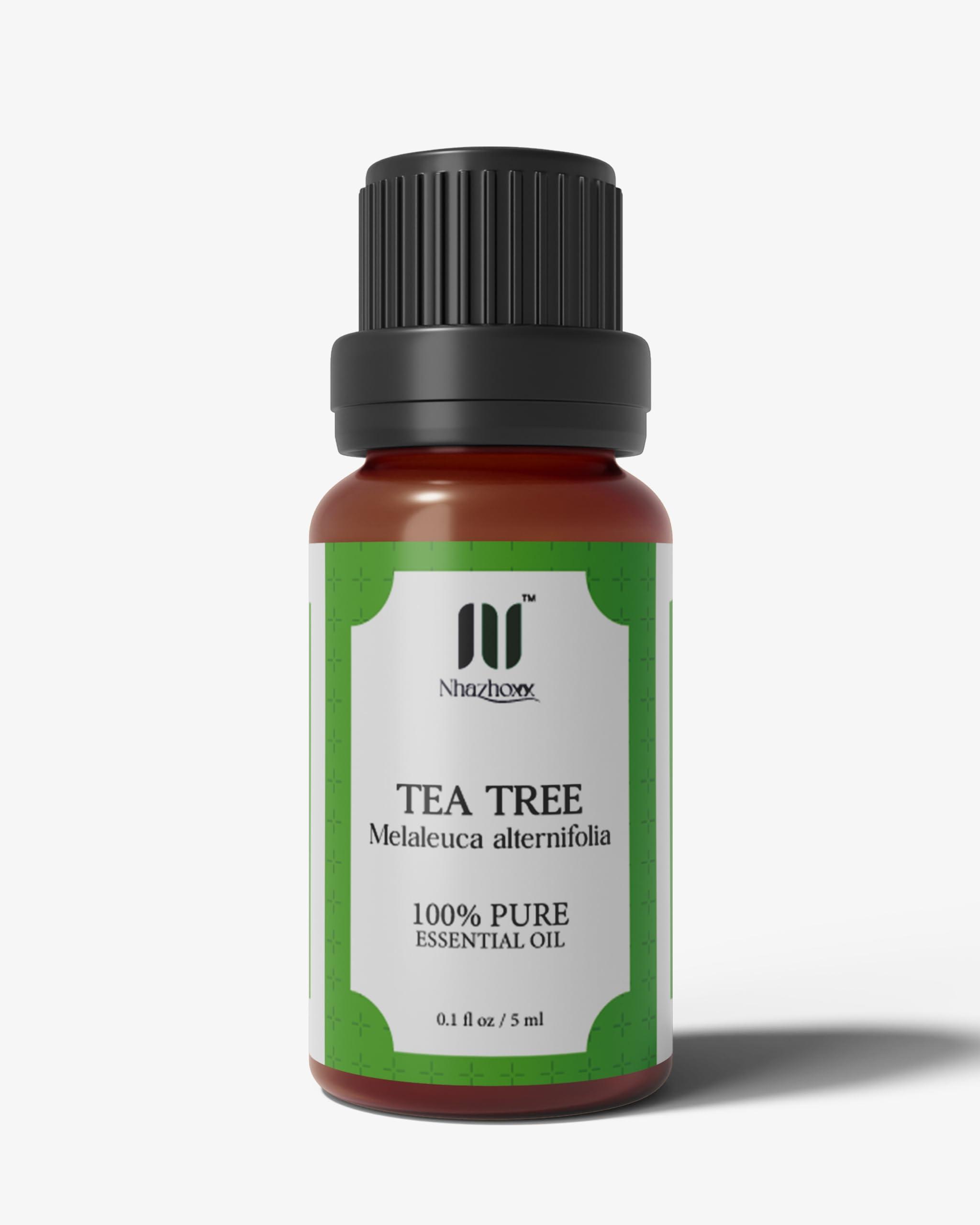 Nhazhoxx Tea Tree Essential Oil, 5 ml for Clear/Blemish Free Skin | Natural Essential Oil Therapeutic Grade for Acne