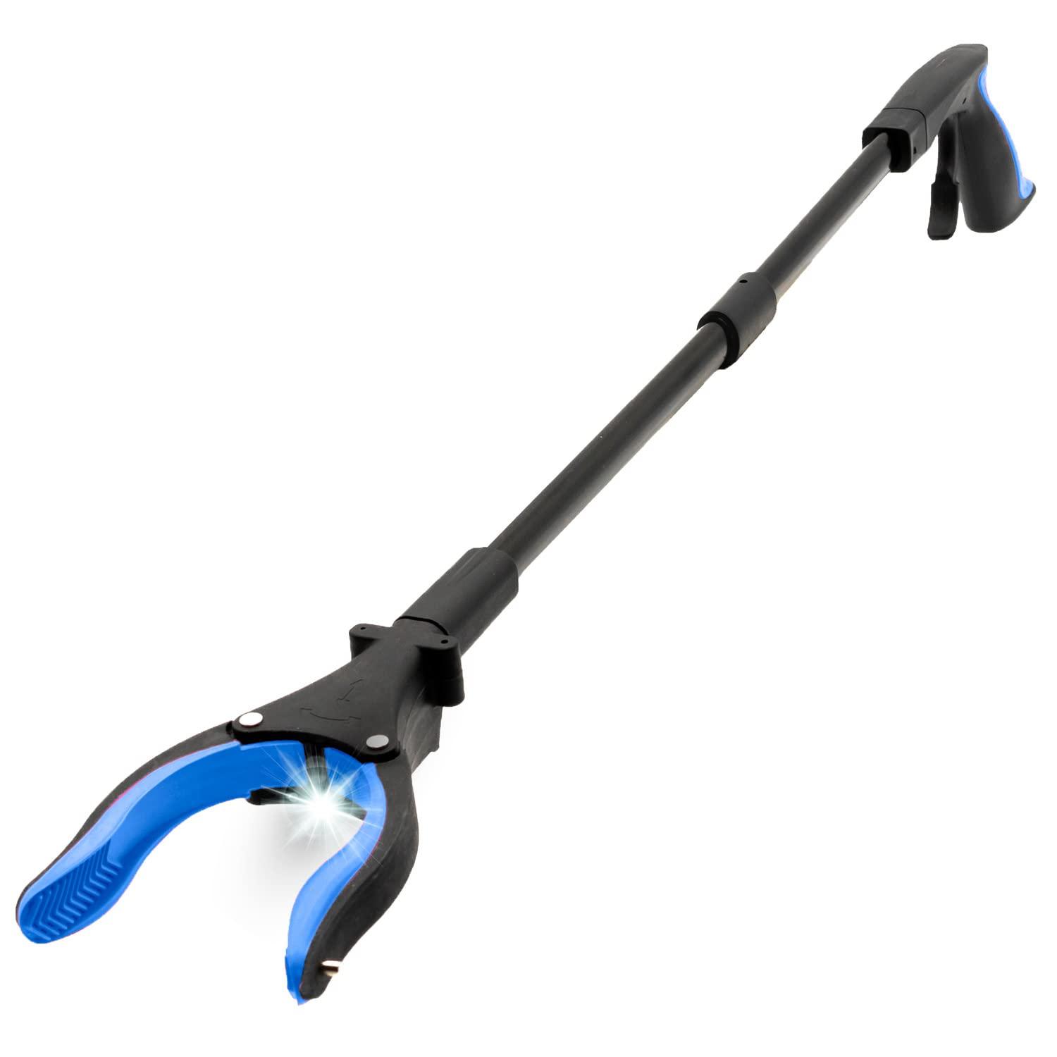 Luxet Luxet Grabber Reacher Tool-Long 32 Inch(Blue)Aluminum Foldable Pick Up Stick-Strong Grip Shelves Led Light Magnetic Tip,Lightweight Trash Picker Claw Reacher Grabber Tool For Elderly