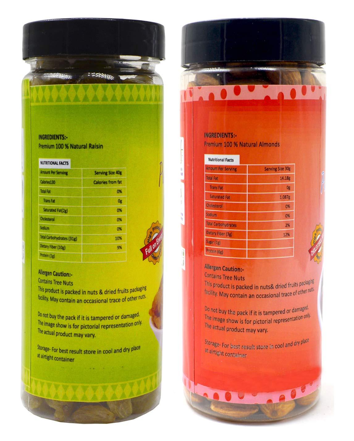 Midiron Midiron 100 % Natural Premium Whole California Row Almond & Raisin/Kishmish(150 g each)