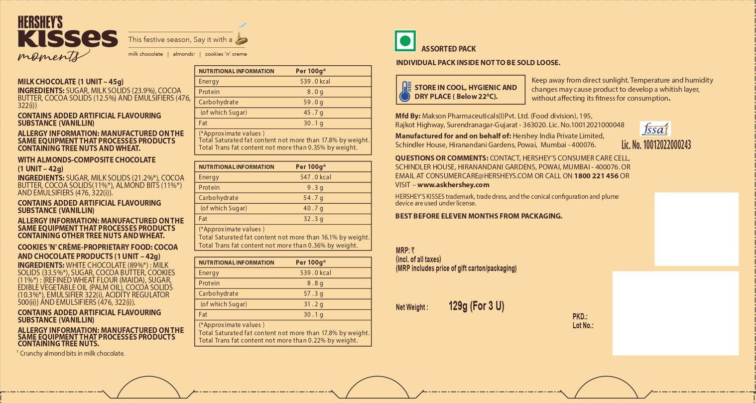 Hersheys HERSHEY\'S Kisses Moments Assorted Gift 129 Gm Chocolate Box