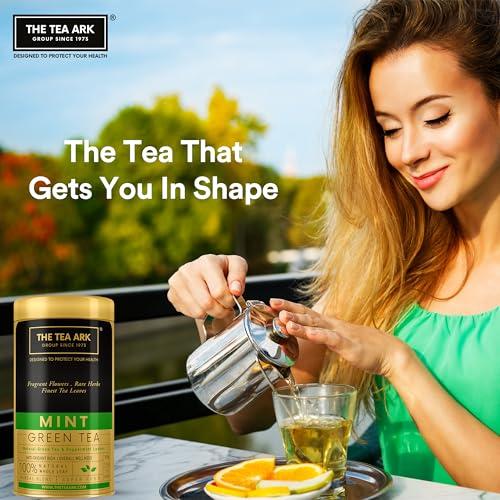 The Tea Ark The Tea Ark Mint Green Tea (50g) Tin Loose Leaves | Natural Herbal Tea | Whole Leaf Blend (25 Servings) (Mint Green Tea)
