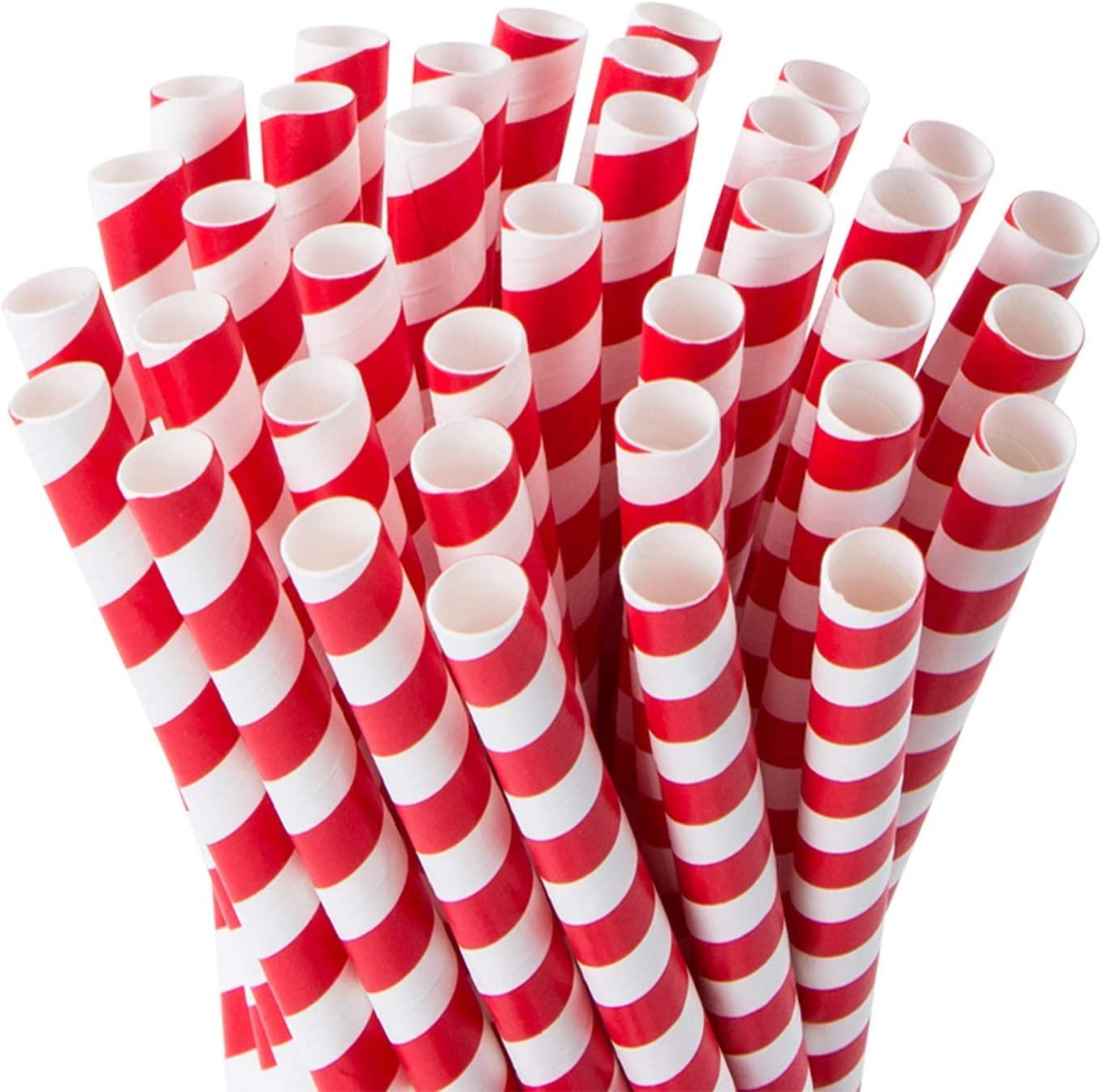 Buddha Bubbles Boba 50 XL Paper Boba Tea Fat Straws Red & White by Buddha Bubbles Boba